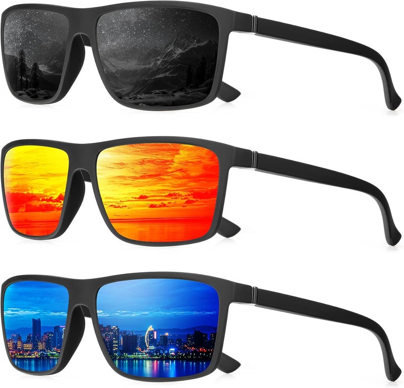 QALLY Store Polarized Sunglasses for Men Rectangular Frame Men's Polarized Sunglasses Sports Sunglasses with UV400 Protection - Image 1